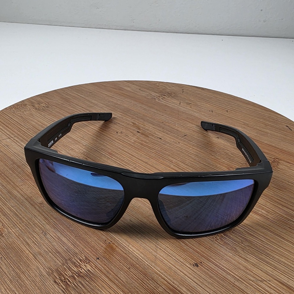 Costa Lido Sunglasses Mens 57-16-132 Black Blue Mirrored Polarized Wrap 06S9104